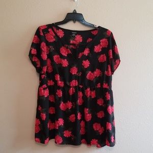 Floral Printed Baby Doll Blouse
